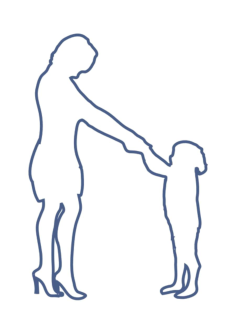 Mothet And Baby Family Silhouette Kids Tracing Shape, Free Vectors File